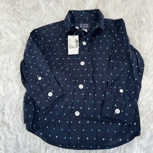 The Children's Place Navy and Light Blue Button Down Shirt
